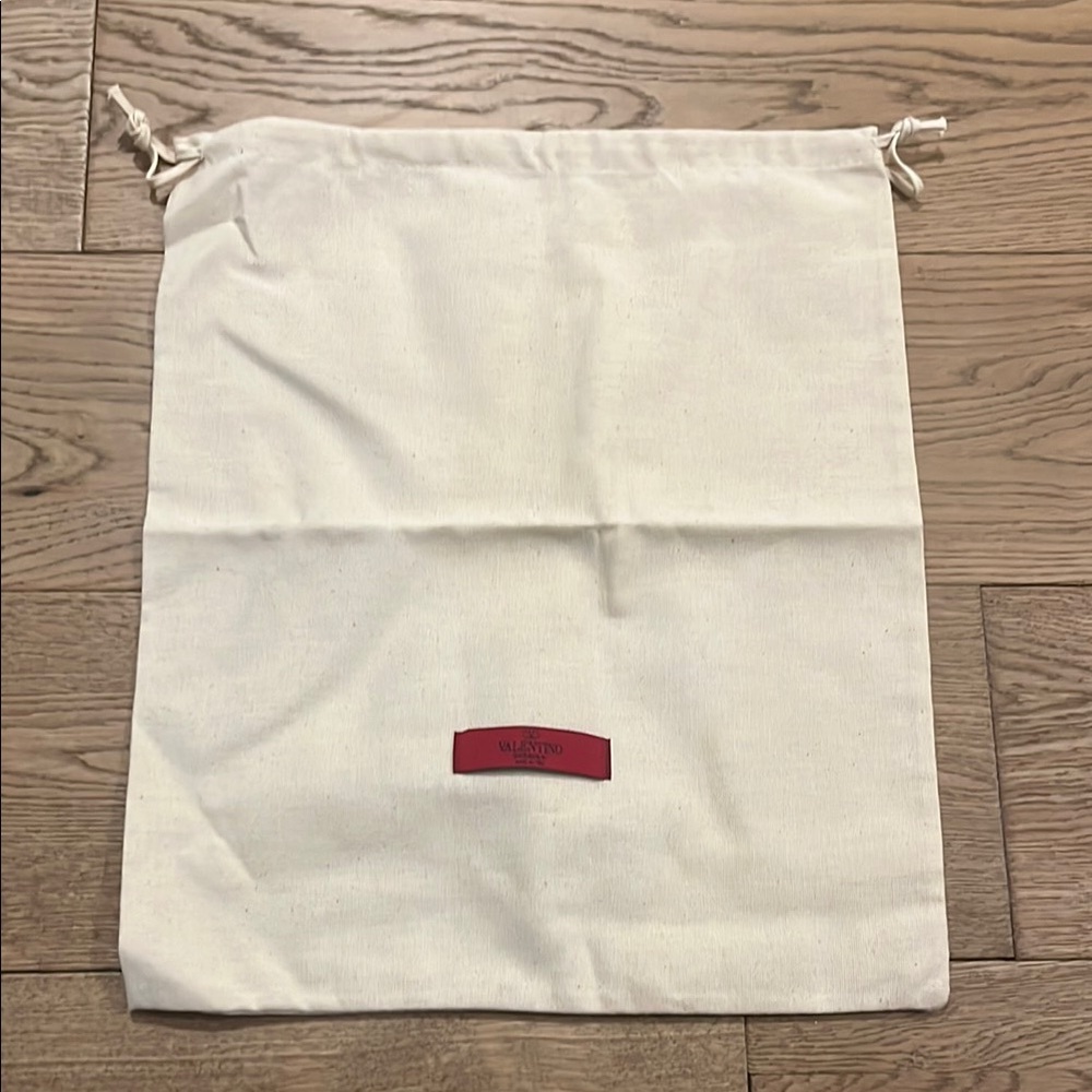 Valentino Cream Drawstring Bag with Textured Fabric